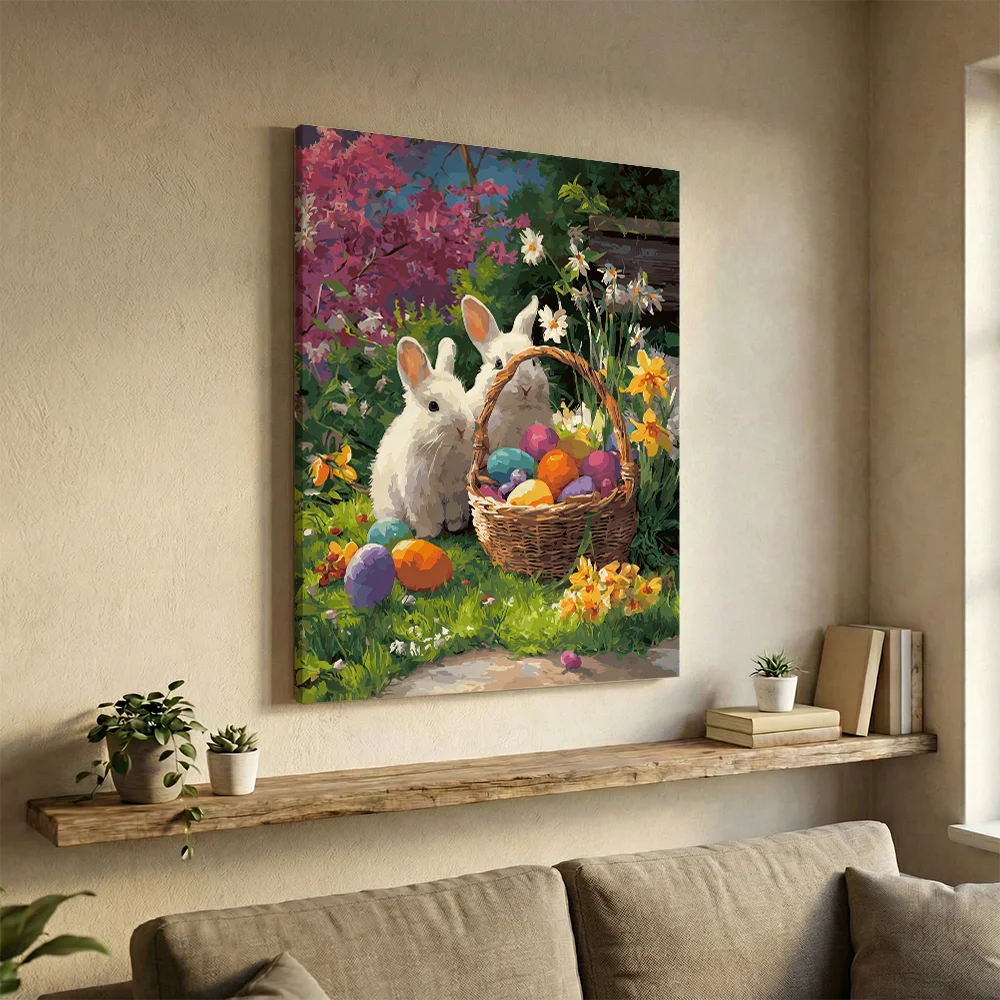 Pintar por números Cestita de Pascua en el jardín – foto 3