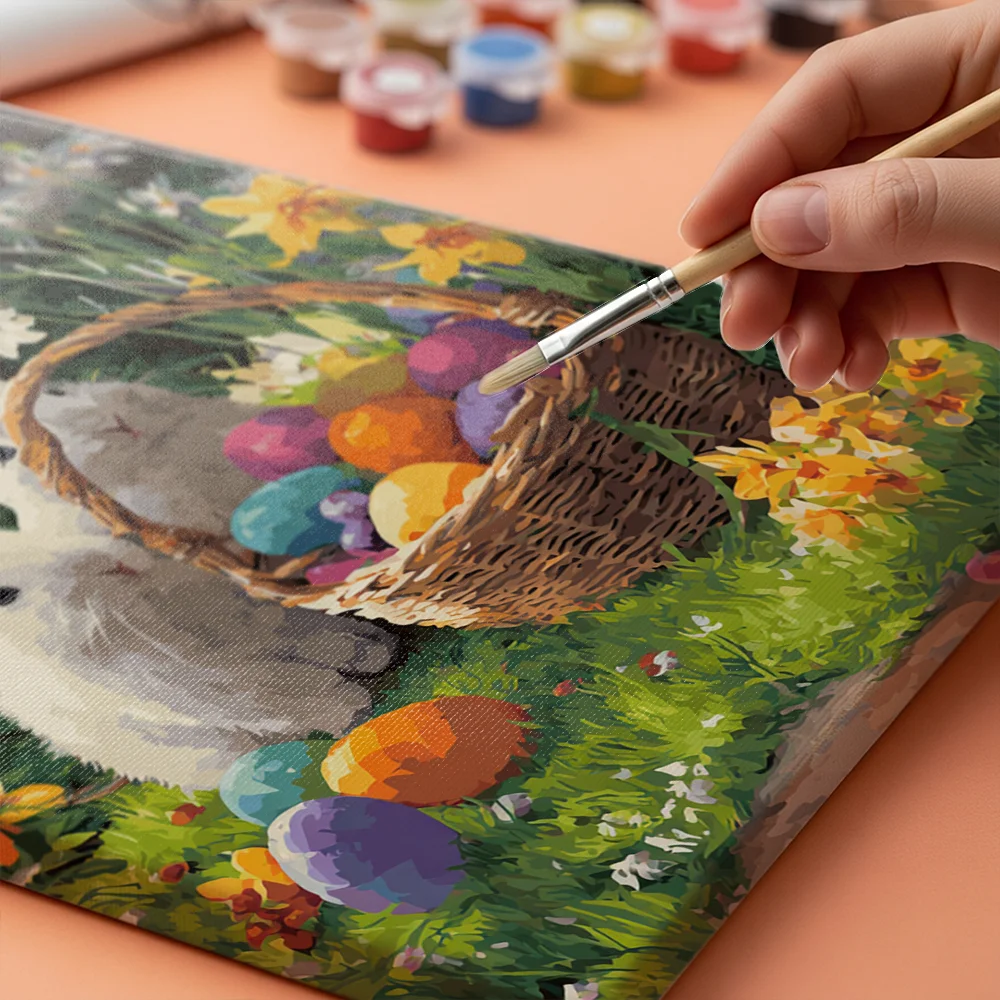 Pintar por números Cestita de Pascua en el jardín – foto 4