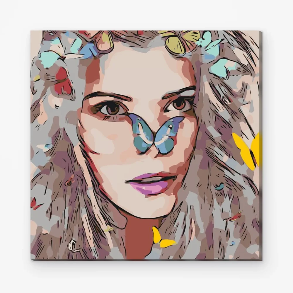 Pintar por Números - Chica con mariposas