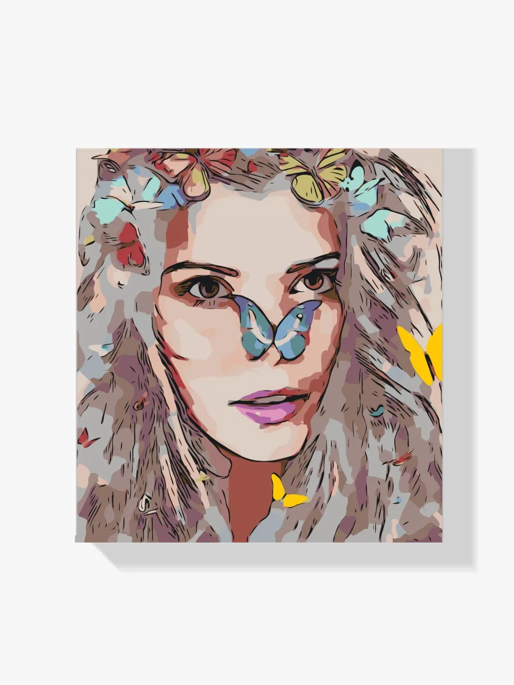 Pintar por números Chica con mariposas