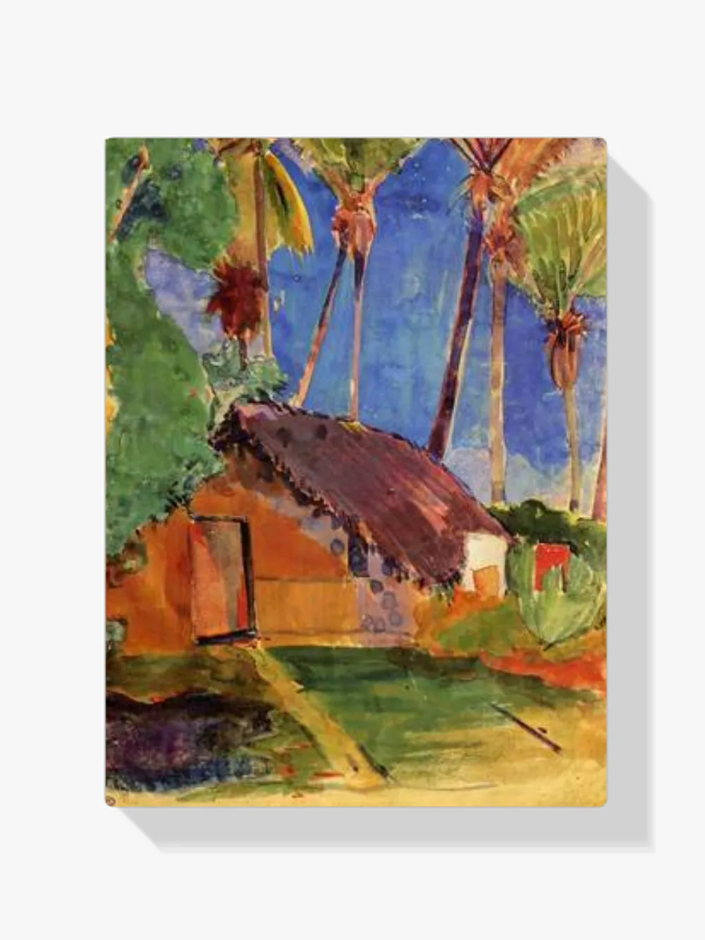 Pintar por números Choza de caña bajo las palmeras