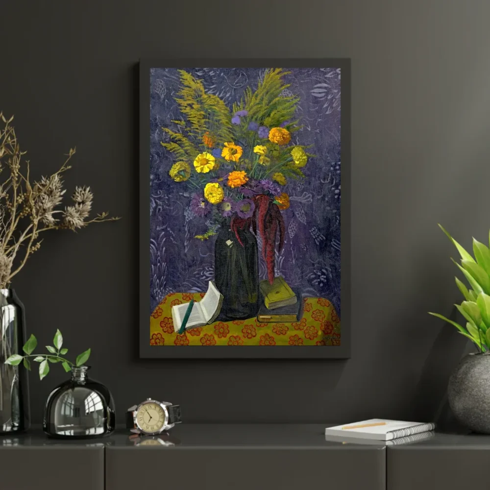 Pintar por números Claveles de la India y gerberas doradas – foto 3