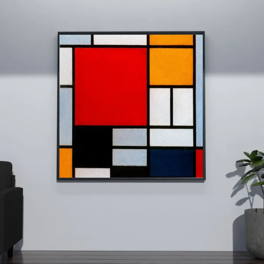 Pintar por números Composición con gran plano rojo, amarillo, negro, gris y azul – foto 4