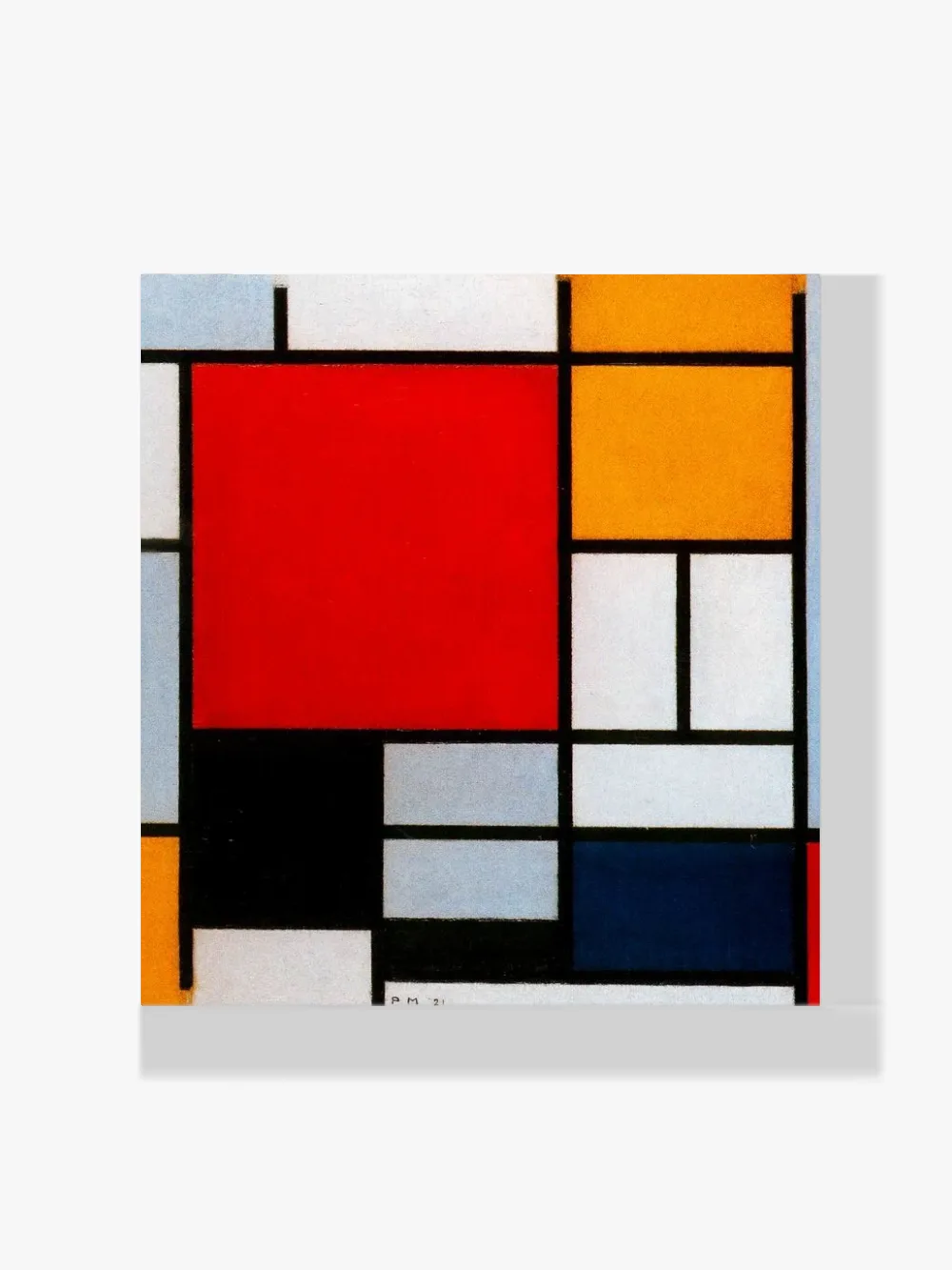 Pintar por números Composición con gran plano rojo, amarillo, negro, gris y azul