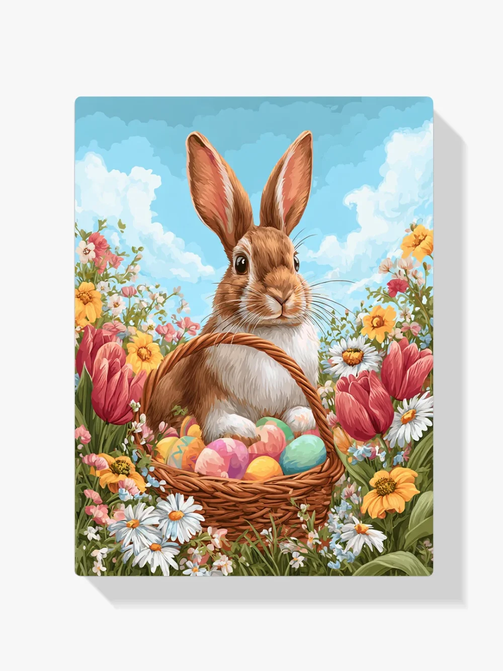 Pintar por números Conejo de Pascua entre flores