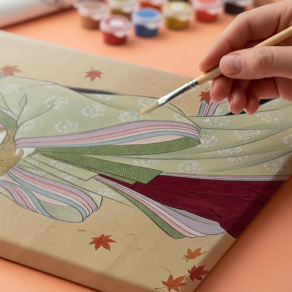 Pintar por números Conejos blancos en la cesta de otoño – foto 4