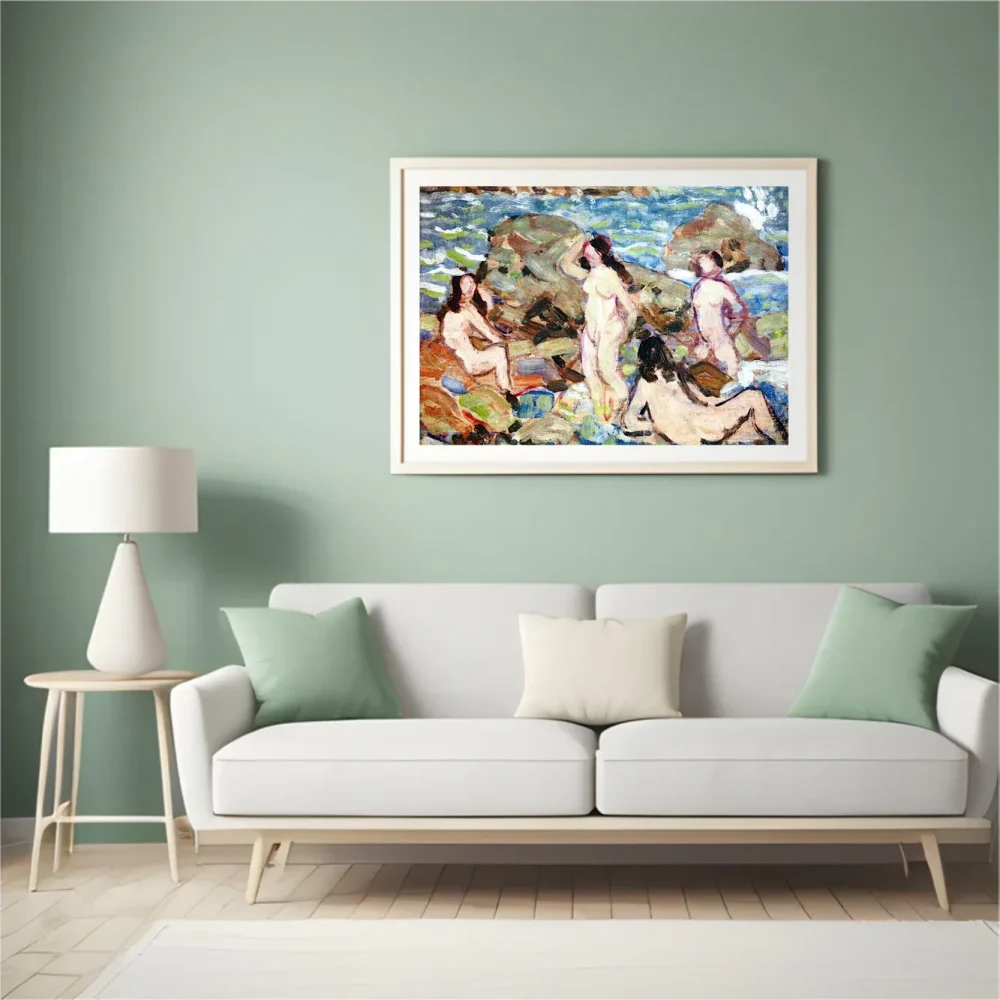 Pintar por números Cuatro desnudos en la orilla del mar – foto 4