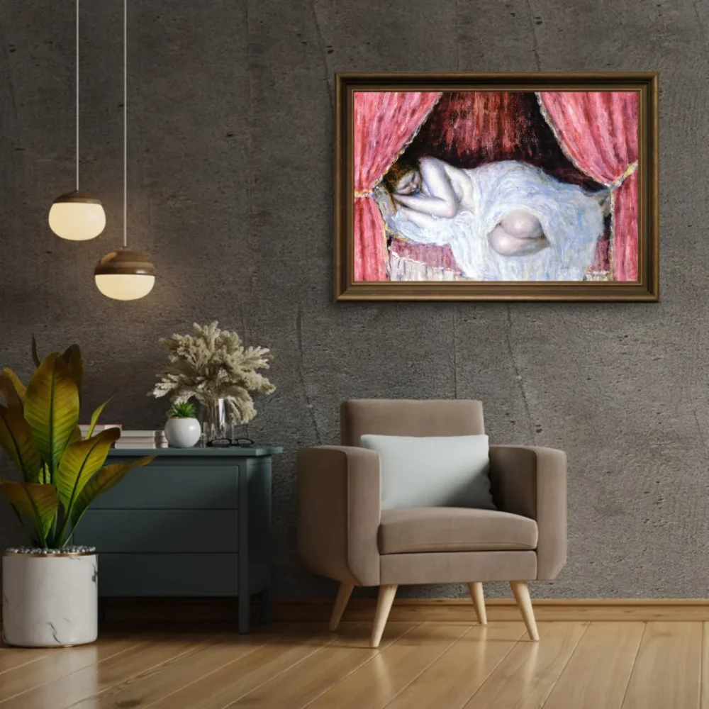 Pintar por números Desnudo tras cortinas rojas – foto 2