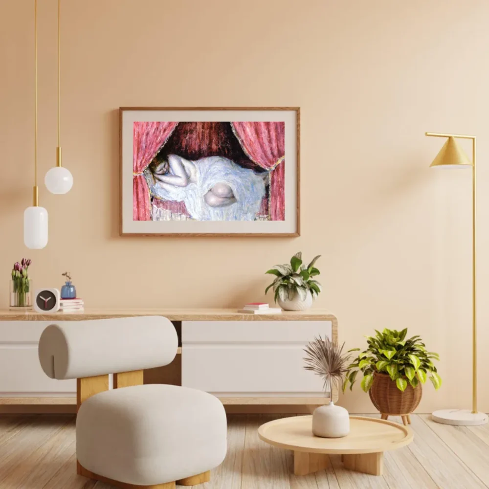 Pintar por números Desnudo tras cortinas rojas – foto 3