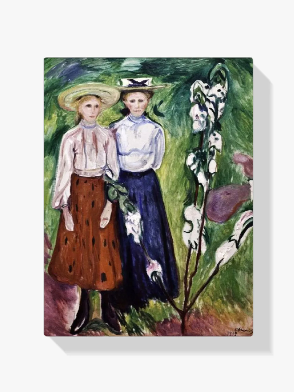 Pintar por números Dos chicas bajo un manzano en flor