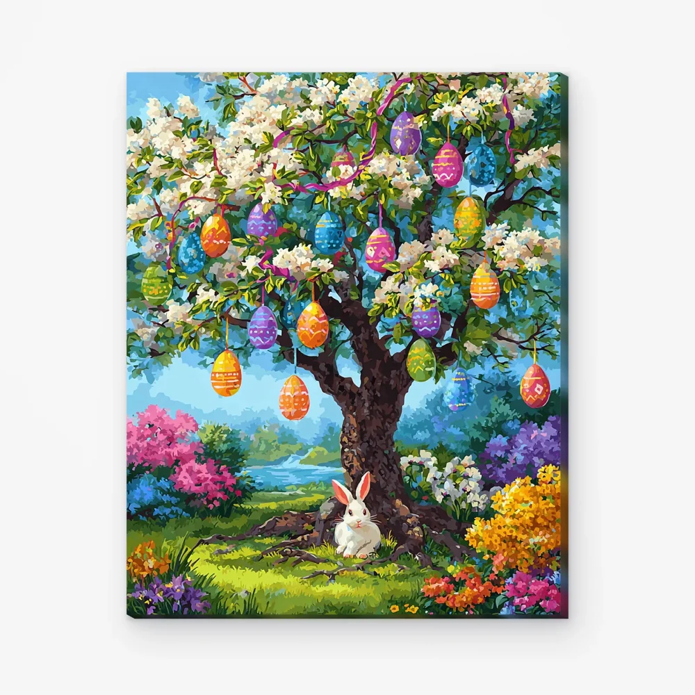 Pintar por Números - El árbol de Pascua en primavera
