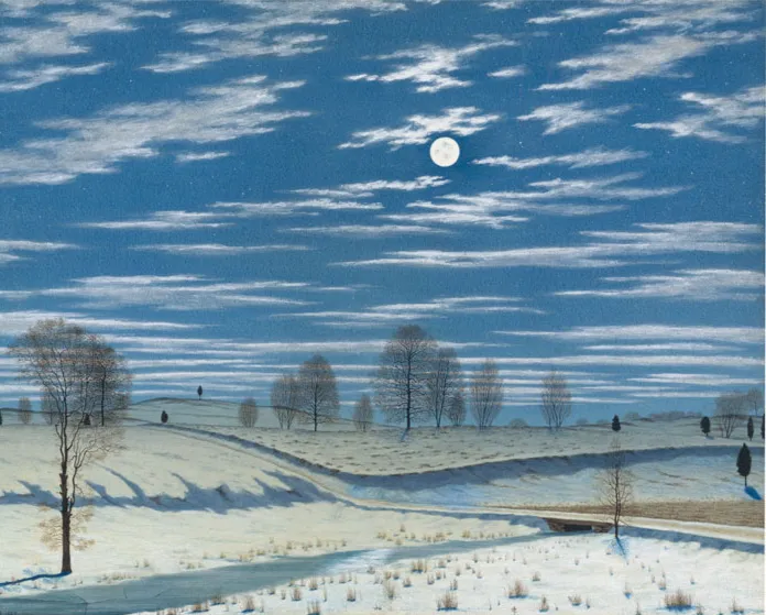 Pintar por números Escena invernal a la luz de la luna – foto 2