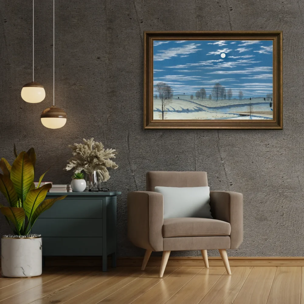 Pintar por números Escena invernal a la luz de la luna – foto 3