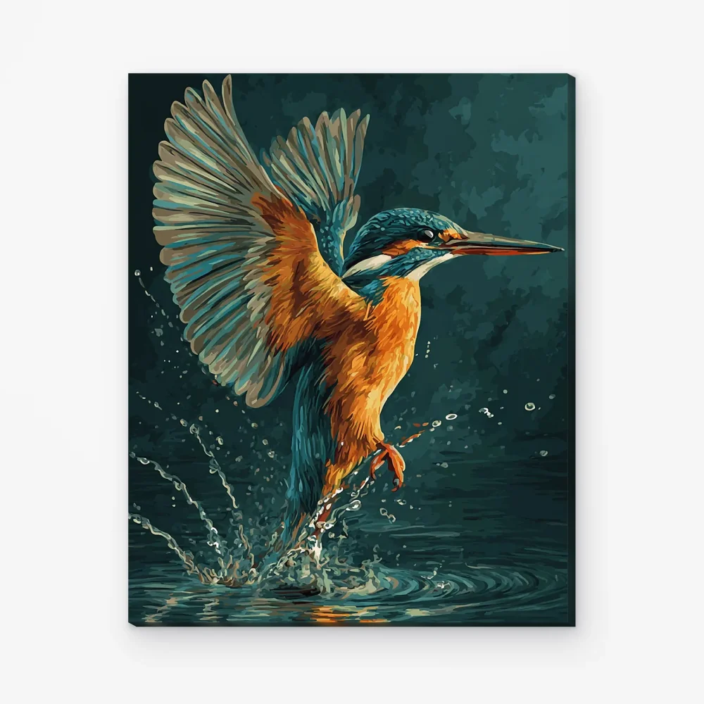 Pintar por Números - Espléndido martín pescador en picado