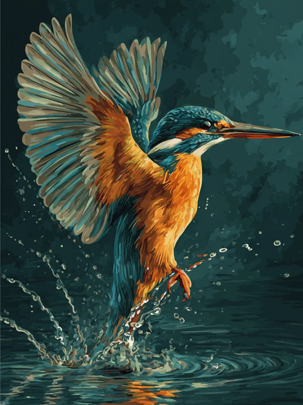 Pintar por números Espléndido martín pescador en picado – foto 2
