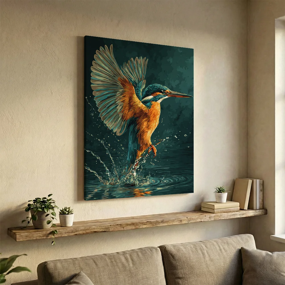 Pintar por números Espléndido martín pescador en picado – foto 3