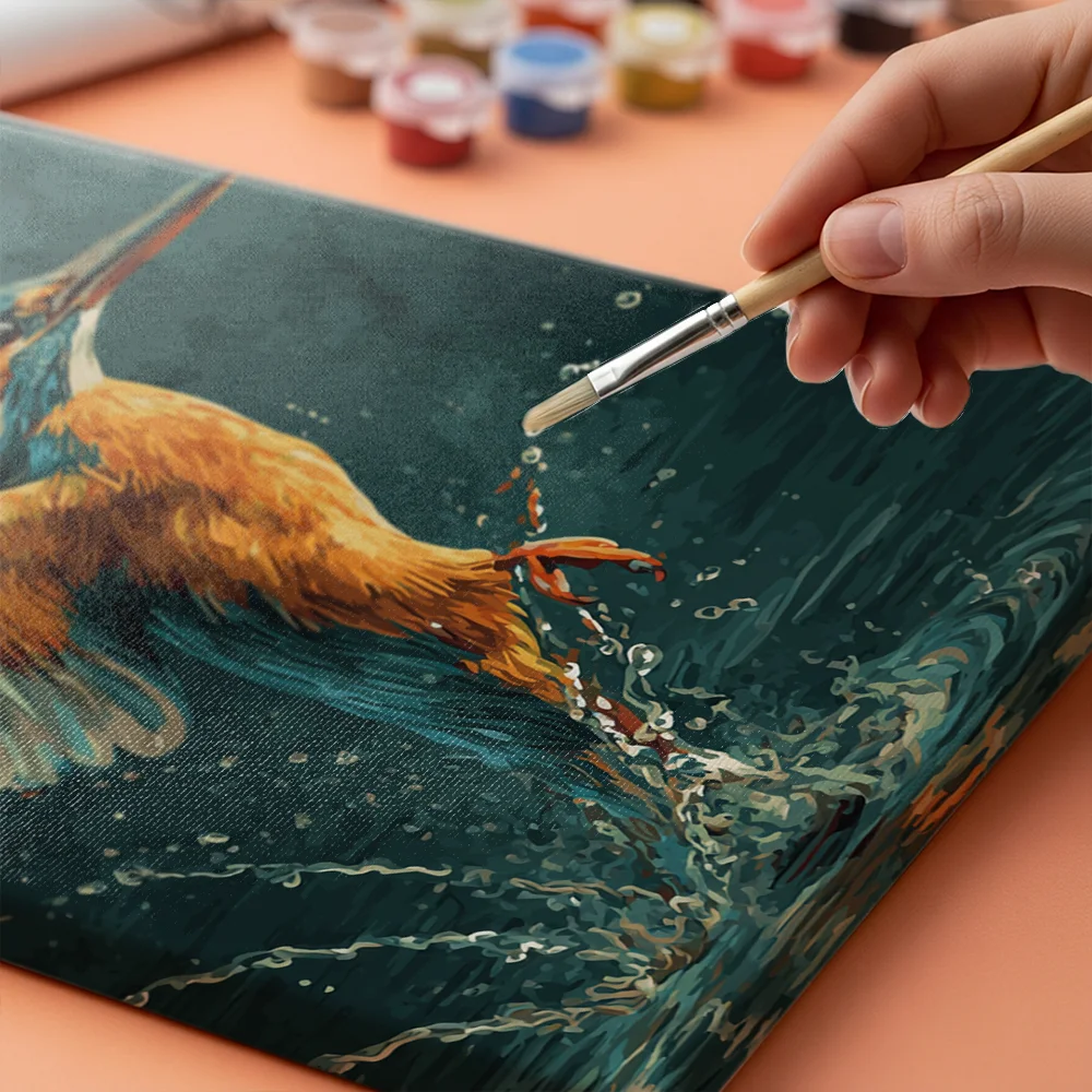 Pintar por números Espléndido martín pescador en picado – foto 4
