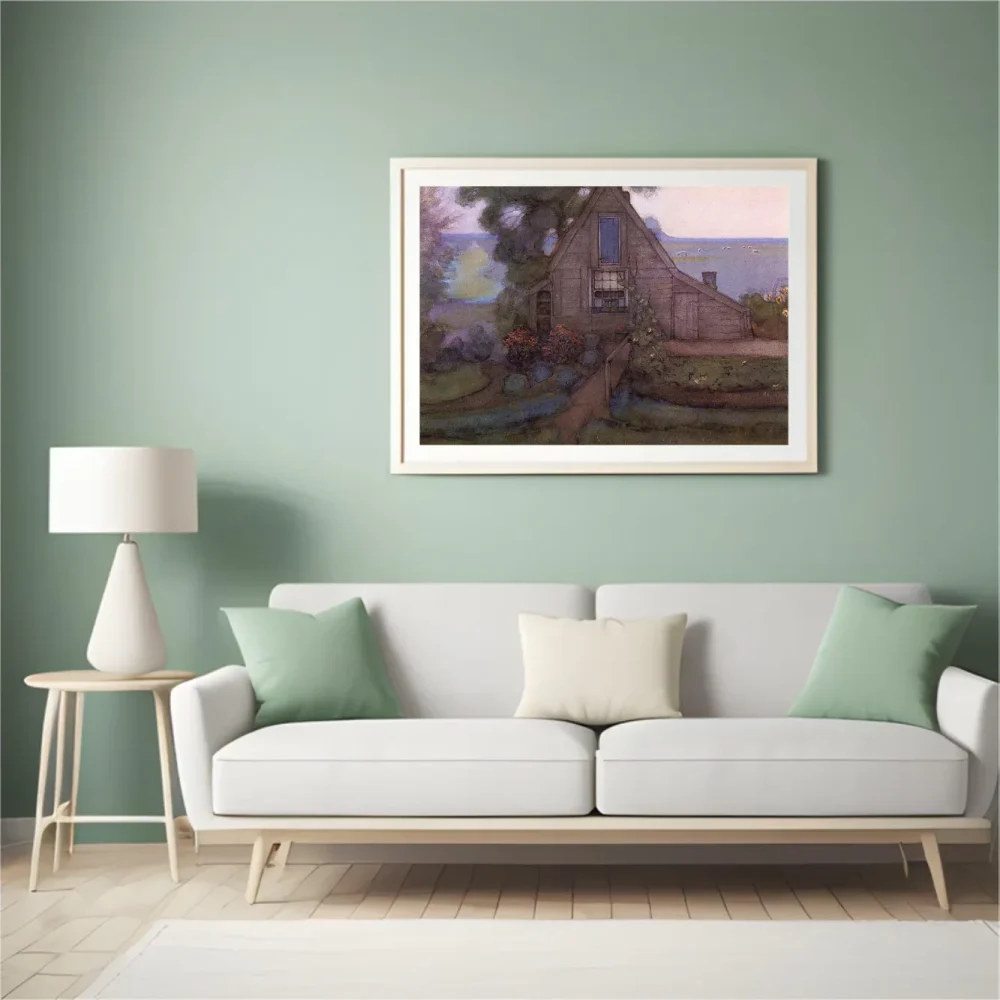 Pintar por números Fachada de granja con triángulos y pólder en azul – foto 4