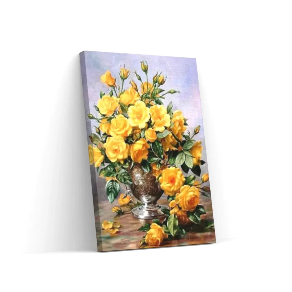 Pintar por números Flores amarillas en un jarrón