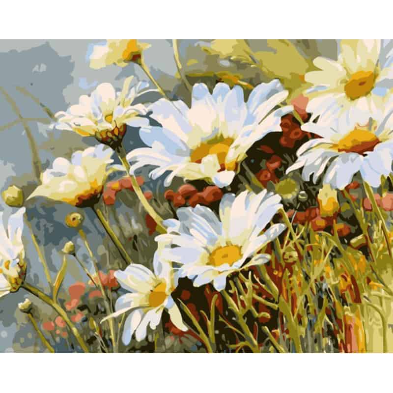 Pintar por números Flores blancas en el campo – foto 2