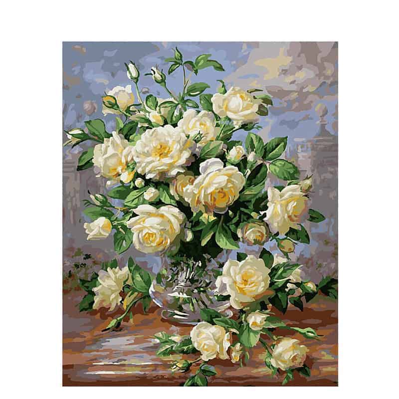 Pintar por números Flores blancas en un jarrón – foto 2