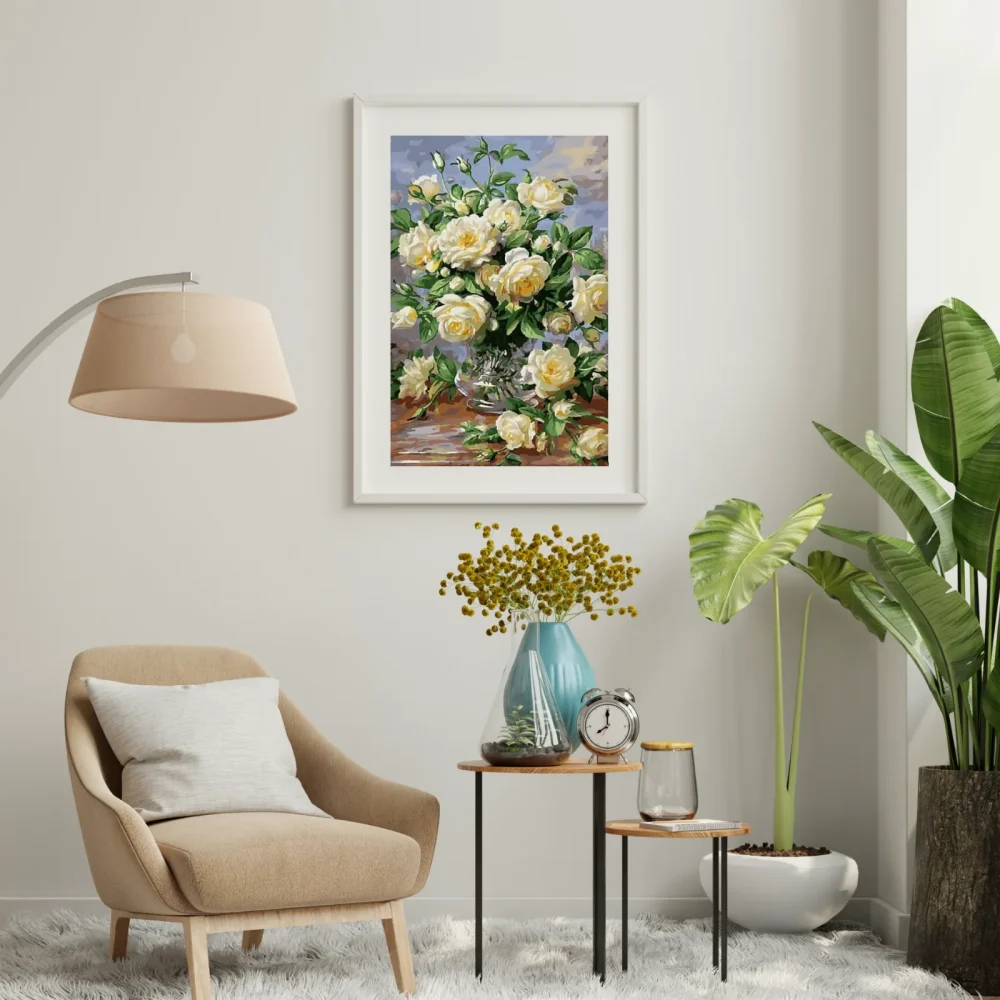 Pintar por números Flores blancas en un jarrón – foto 3