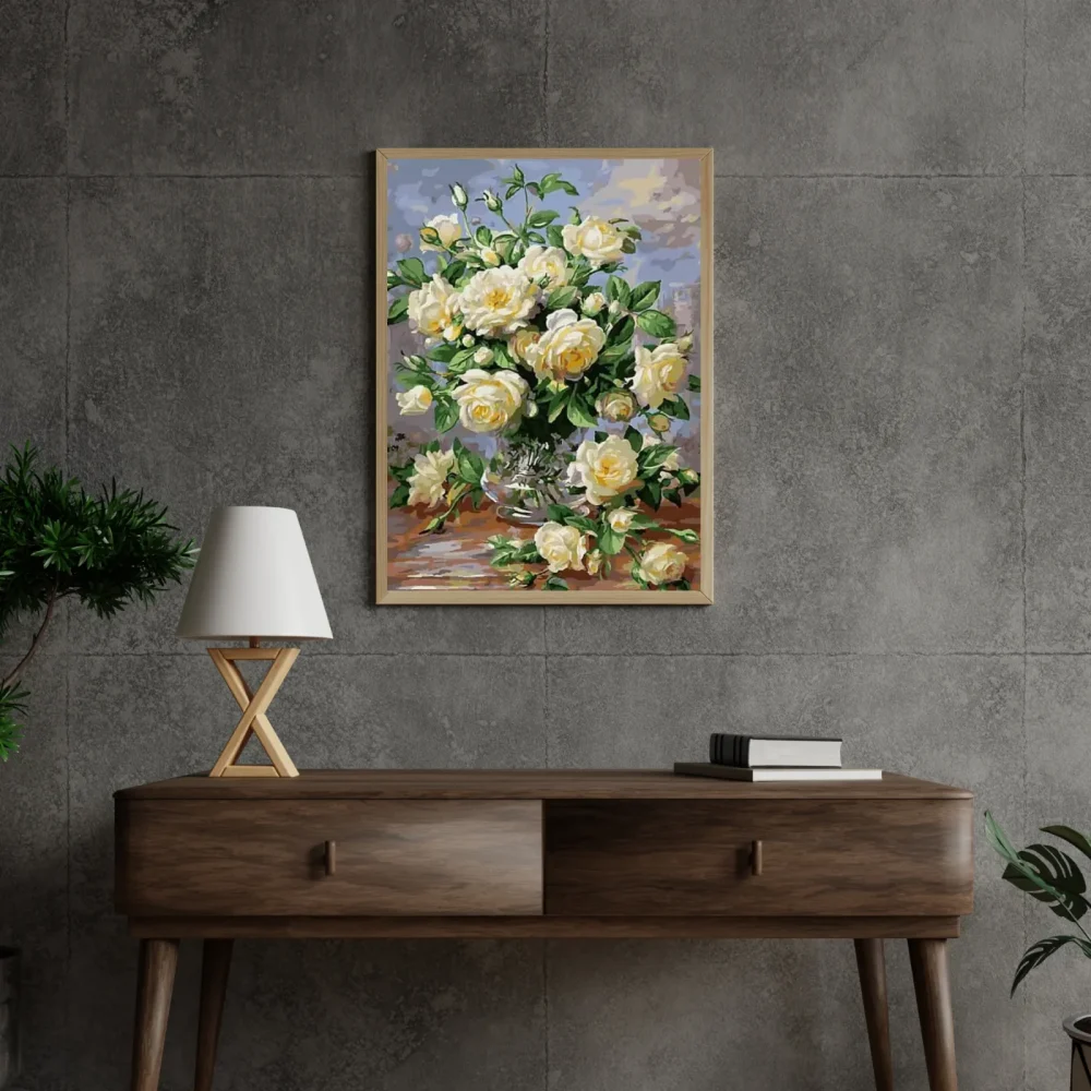Pintar por números Flores blancas en un jarrón – foto 4