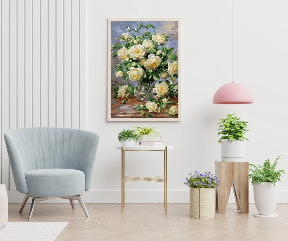 Pintar por números Flores blancas en un jarrón – foto 5
