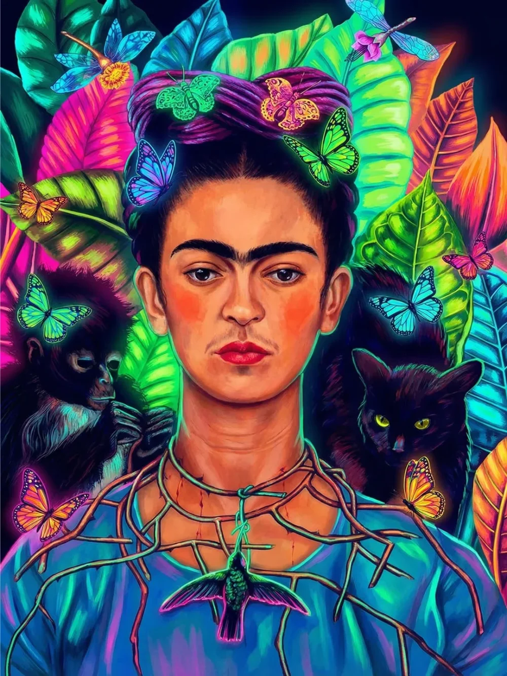 Pintar por números Frida en una jungla de neón – foto 2