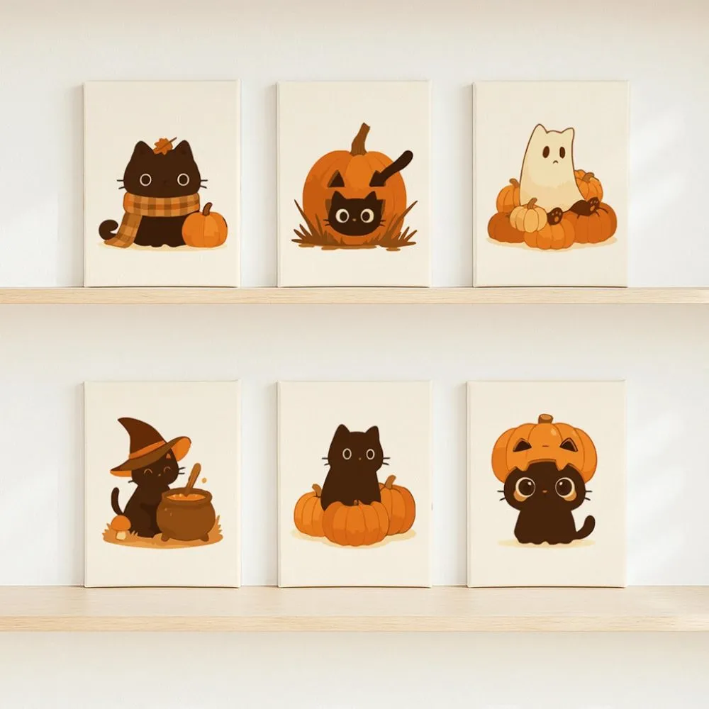 Pintar por números Gatitos y calabazas