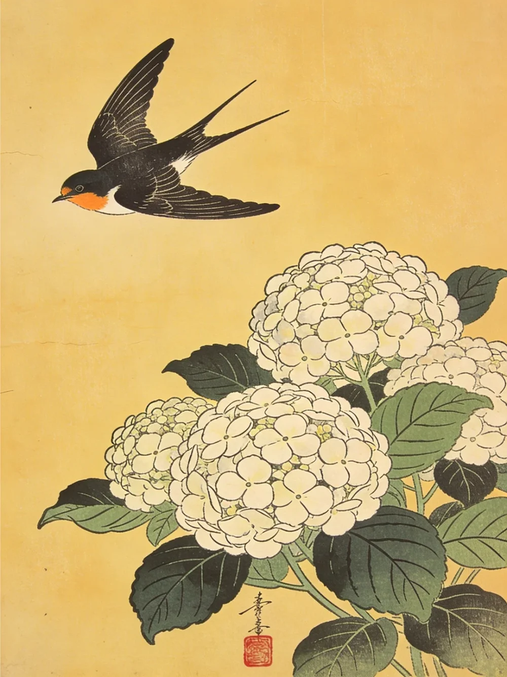 Pintar por números Golondrina sobre hortensias blancas – foto 2