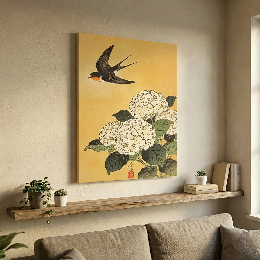 Pintar por números Golondrina sobre hortensias blancas – foto 3