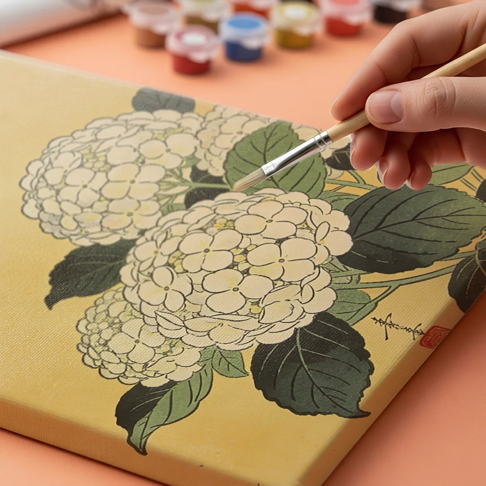 Pintar por números Golondrina sobre hortensias blancas – foto 4