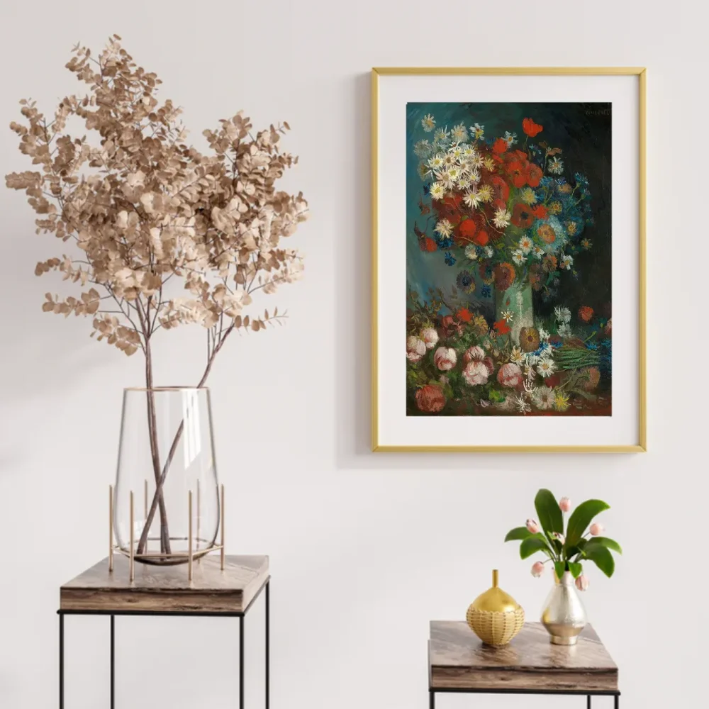 Pintar por números Jarrón con amapolas, acianos, peonías y crisantemos – foto 2