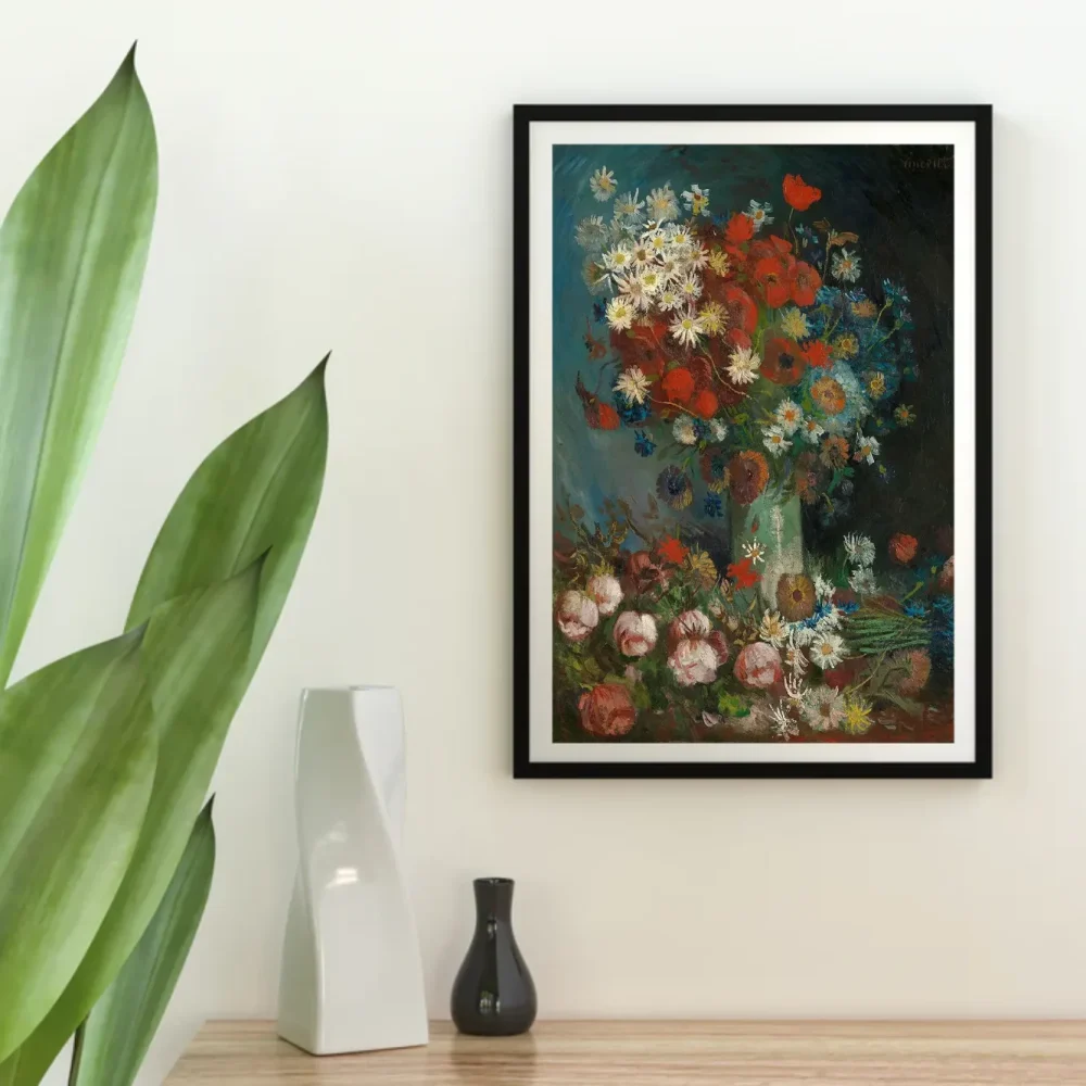Pintar por números Jarrón con amapolas, acianos, peonías y crisantemos – foto 4