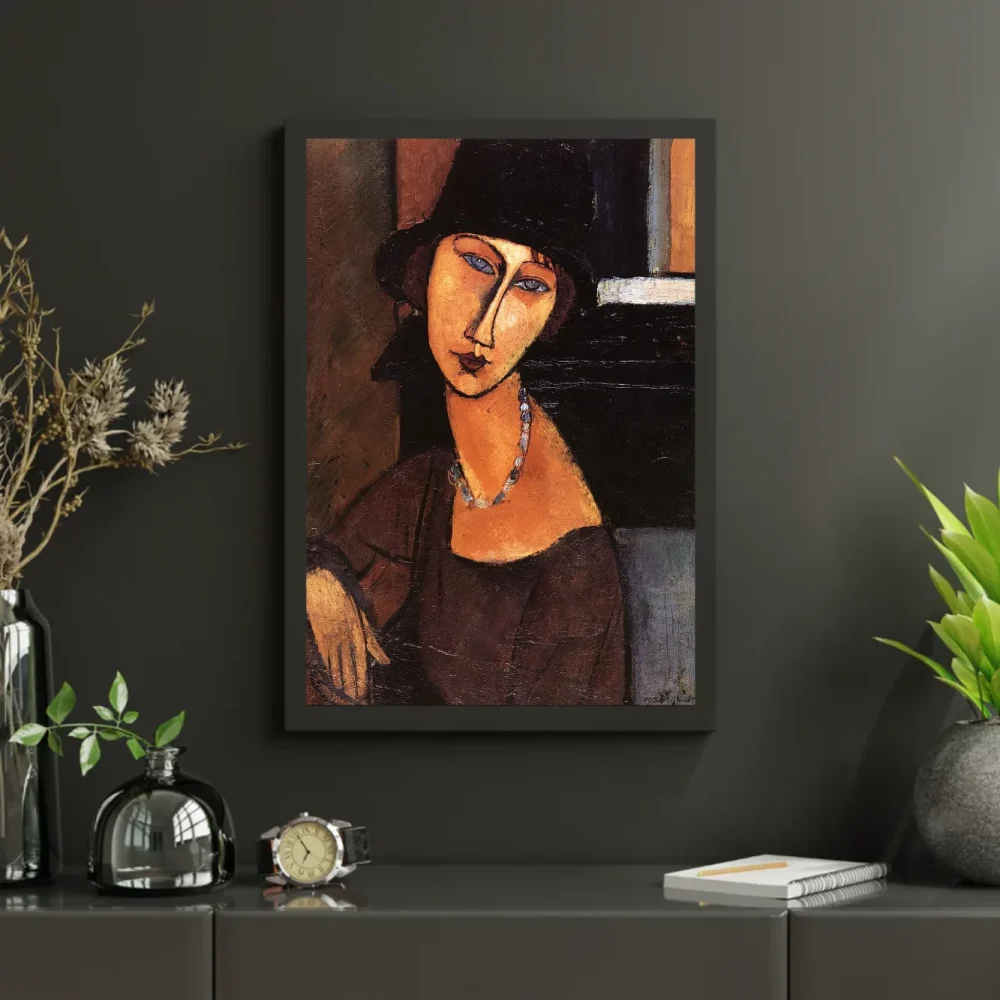 Pintar por números Jeanne Hébuterne con sombrero y collar – foto 3