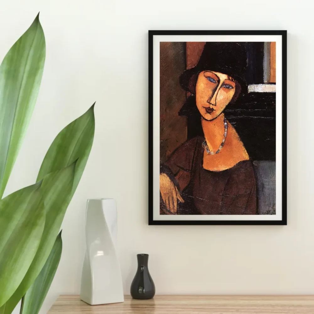 Pintar por números Jeanne Hébuterne con sombrero y collar – foto 4