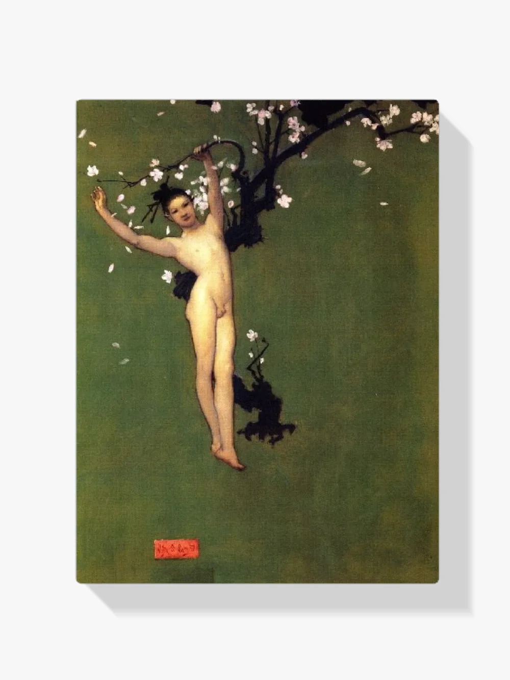 Pintar por números Joven oriental desnudo con flores de manzano