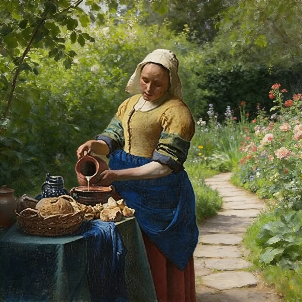 Pintar por números La lechera en el jardín – foto 2