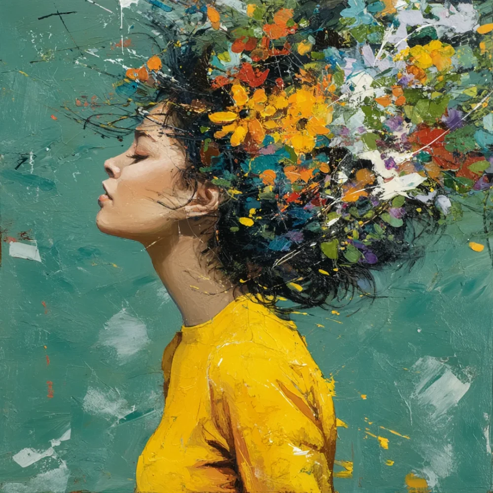 Pintar por números La niña y las flores – foto 2