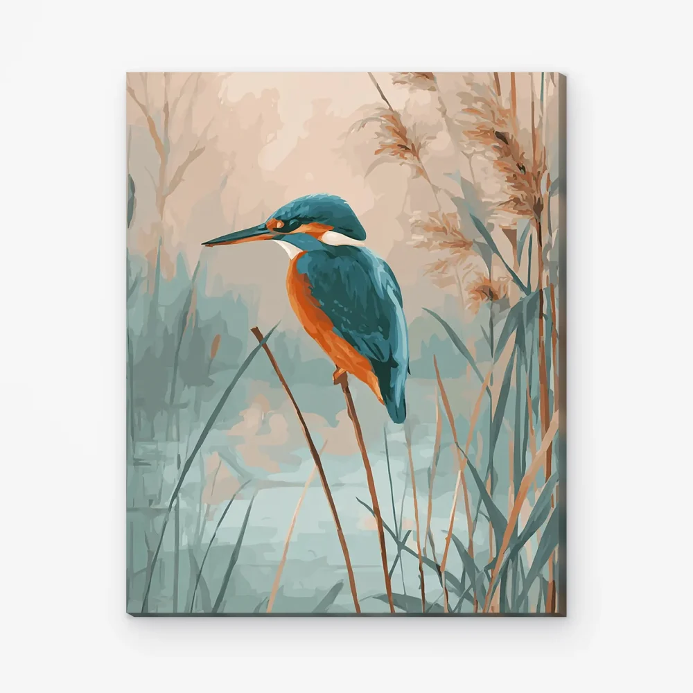 Pintar por Números - Martín pescador al amanecer - Aves