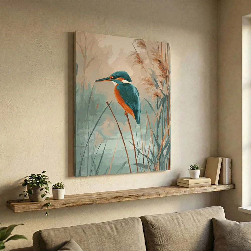 Pintar por números Martín pescador al amanecer - Aves – foto 3