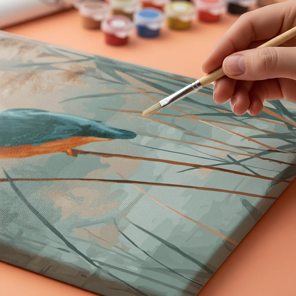 Pintar por números Martín pescador al amanecer - Aves – foto 4