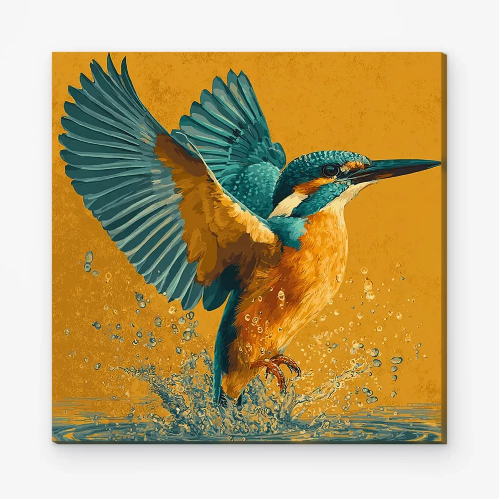 Pintar por Números - Martín pescador con las alas desplegadas