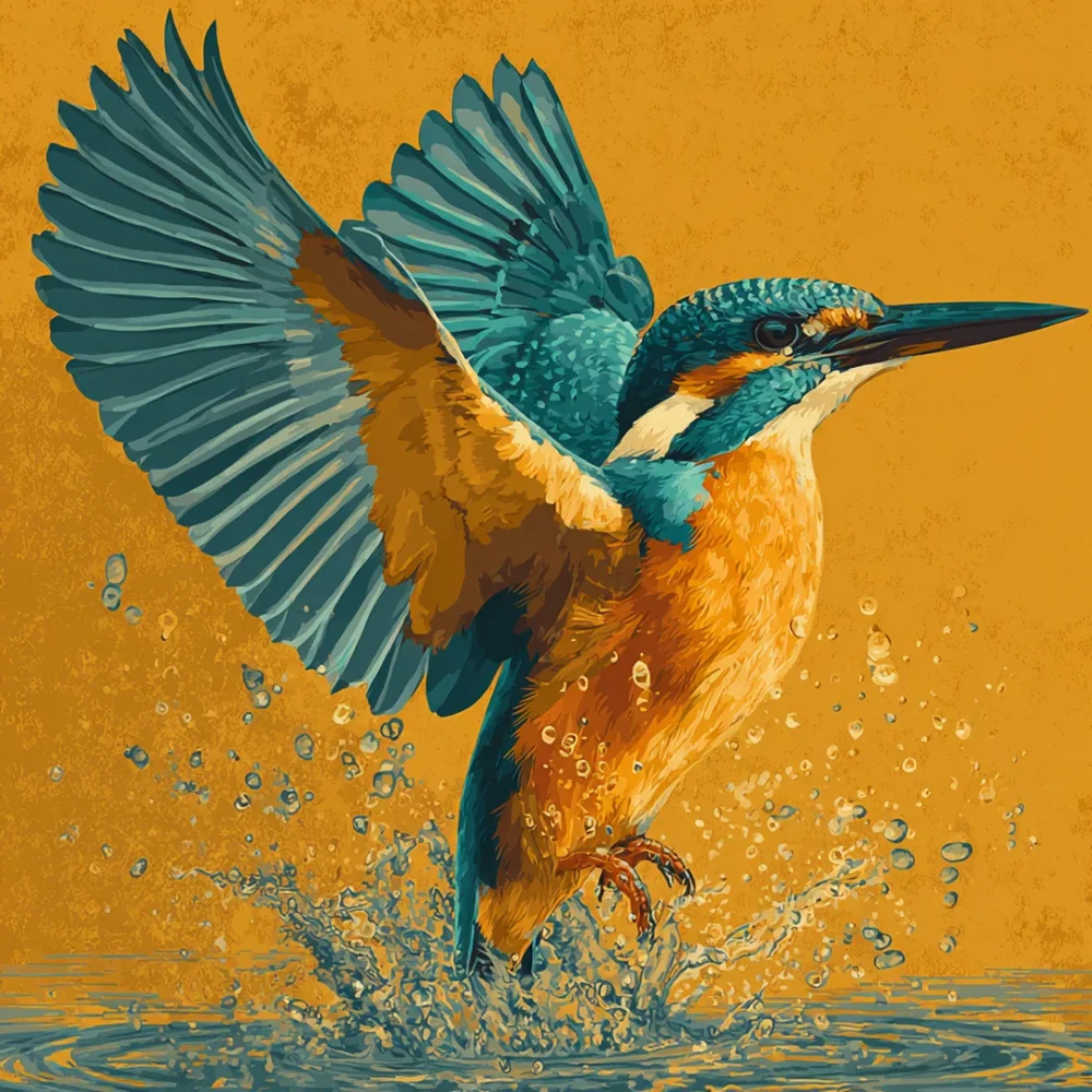Pintar por números Martín pescador con las alas desplegadas – foto 2