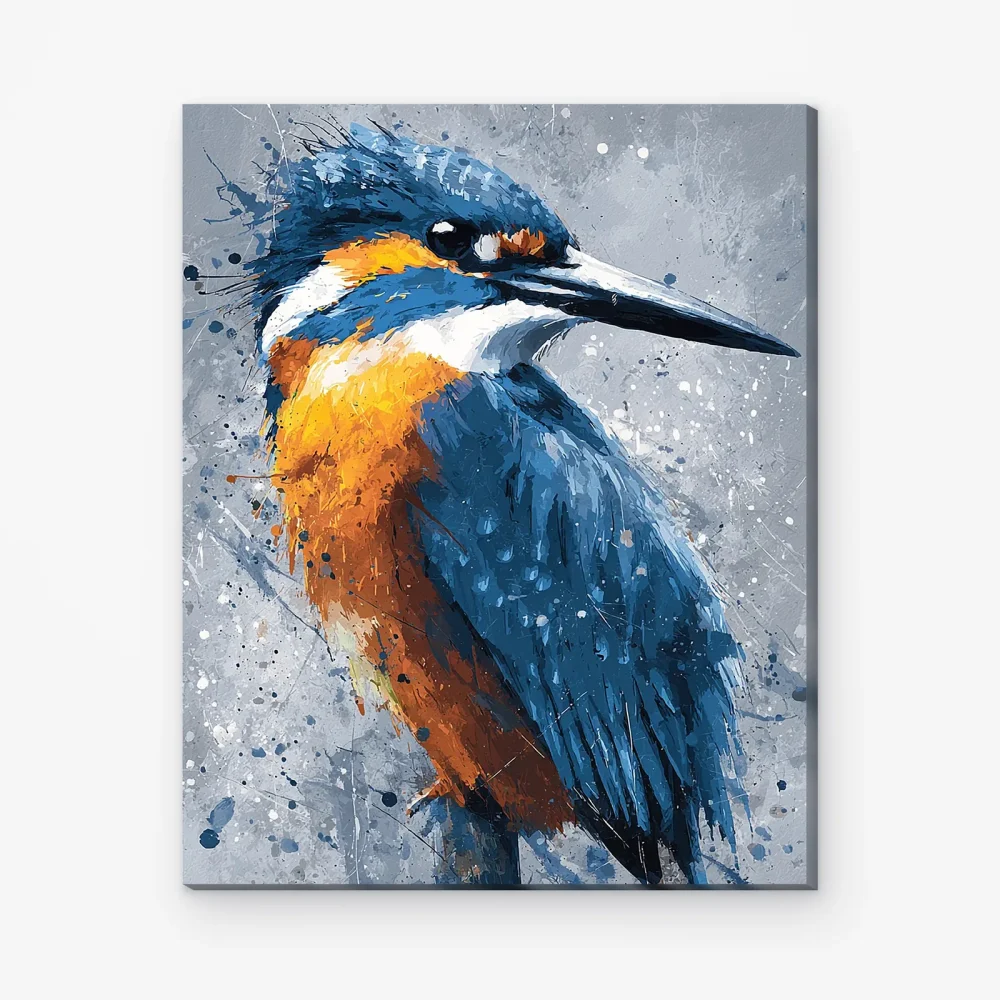 Pintar por Números - Martín pescador en arte de salpicaduras