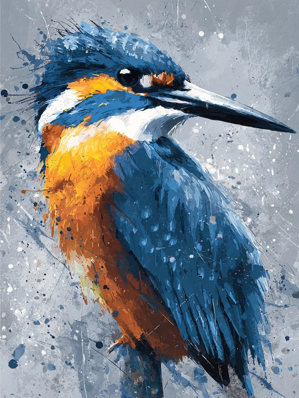 Pintar por números Martín pescador en arte de salpicaduras – foto 2