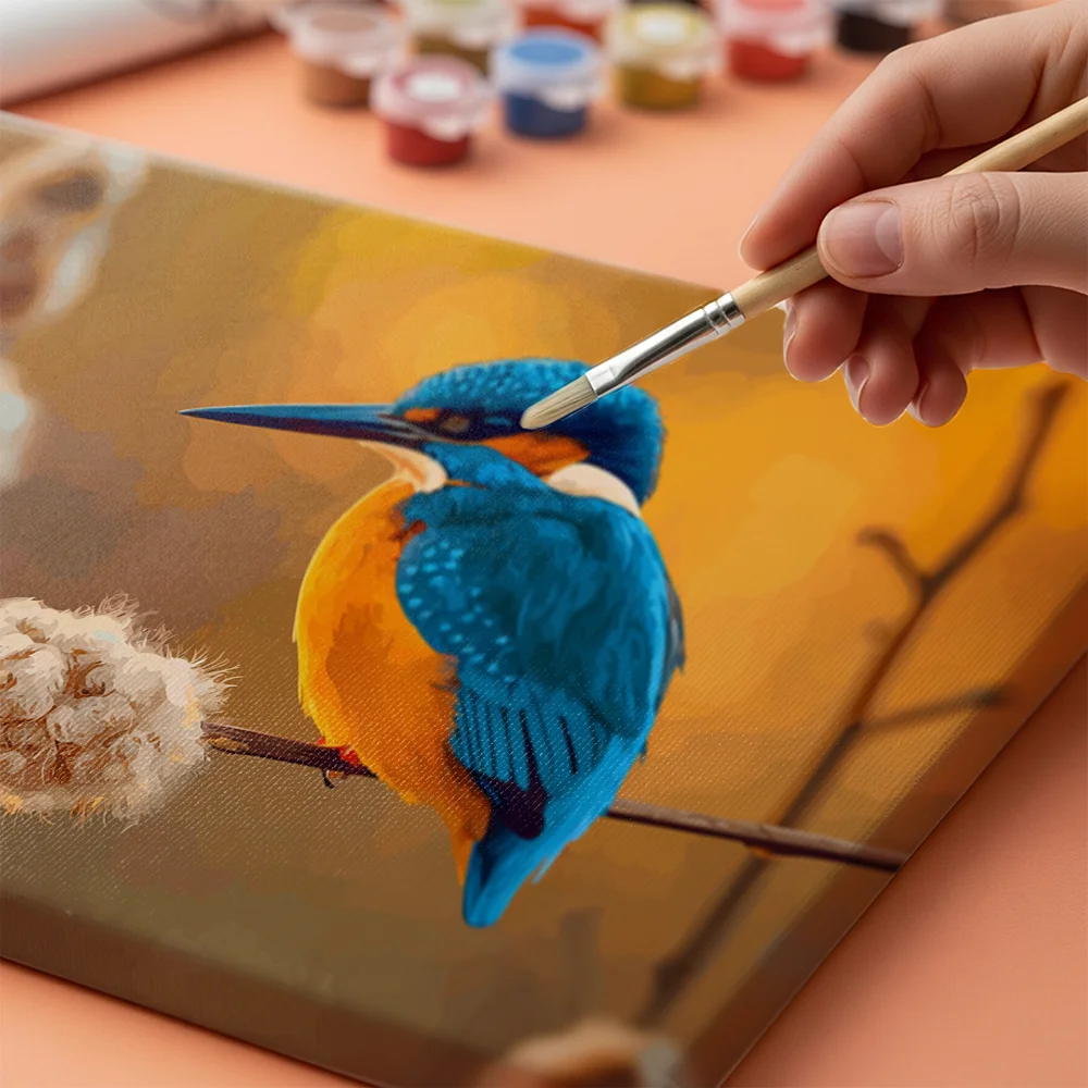 Pintar por números Martín pescador en una mañana de primavera – foto 4
