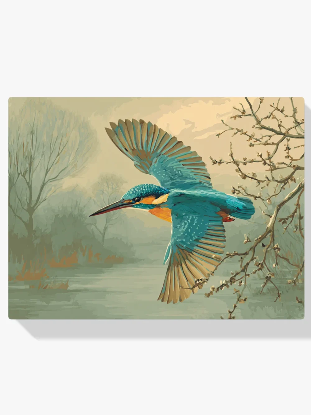 Pintar por números Martín pescador en una suave neblina