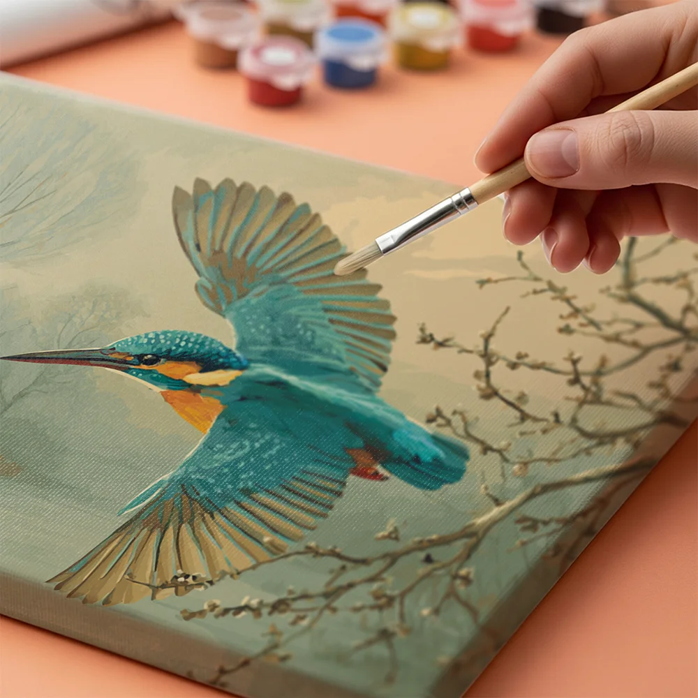 Pintar por números Martín pescador en una suave neblina – foto 4